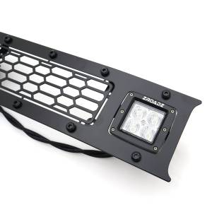 T-Rex Billet - 7325711-BR | T-Rex Stealth Laser Torch Series Bumper Grille | Laser Cut Pattern | Mild Steel | Black | Black Studs | 1 Pc | Overlay | Incl. 3 in. LED Cube Light - Image 2