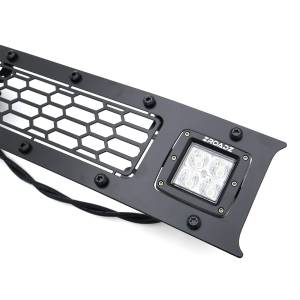 T-Rex Billet - 7325711-BR | T-Rex Stealth Laser Torch Series Bumper Grille | Laser Cut Pattern | Mild Steel | Black | Black Studs | 1 Pc | Overlay | Incl. 3 in. LED Cube Light - Image 4