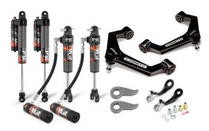 210-P0930 | Cognito 3-Inch Elite Leveling Kit with Fox Elite 2.5 Reservoir Shocks (2020-2024 Silverado/Sierra 2500/3500 2WD/4WD)