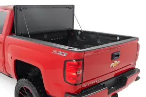 Rough Country - 49119551 | Rough Country Hard Tri-Fold Flip Up Tonneau Bed Cover For Chevrolet Silverado / GMC Sierra 1500/2500 HD/3500 HD | 2014-2019 | 5' 9" Bed With Rail Clips - Image 2