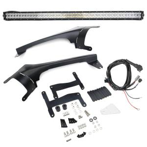 Z374831-KIT2 | ZROADZ Front Roof LED Kit with (1) 50 Inch LED Straight Double Row Light Bar and (2) 3 Inch LED Pod Lights (2018-2023 Wrangler JL | 2020-2023 Gladiator JT)