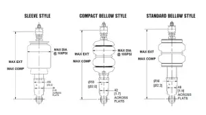 Air Lift Performance - 78589 | Air Lift Performance Builder Series Shocks, Compact Bellow With Short Shock And Eye To Eye End Treatments - Image 1