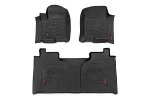 Rough Country - SM21612 | Rough Country Sure Fit Floor Mats For Chevrolet Silverado / GMC Sierra 1500/2500 HD/3500 HD | 2019-2024 | Crew Cab, Front Bucket & Rear - Image 1