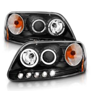 111031 | Anzo USA Projector Headlights w/ Halo & LED Black 1 PC (1997-2003 F150, 1997-2002 Expedition)