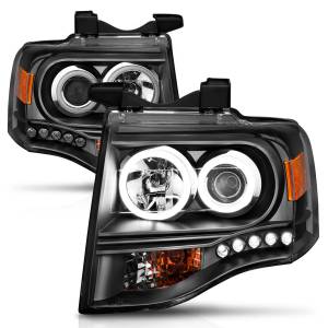 111113 | Anzo USA Projector Headlights w/ RX Halo Black (2007-2014 Expedition)
