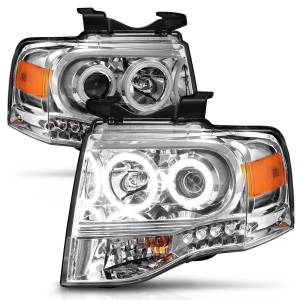 111114 | Anzo USA Projector Headlights w/ RX Halo Chrome (2007-2014 Expedition)