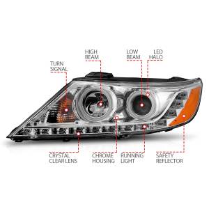 Anzo USA - 111249 | Anzo USA Projector Headlights w/ RX Halo Chrome (2011-2013 Sorrento) - Image 3