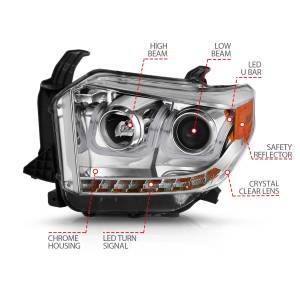 Anzo USA - 111327 | Anzo USA Projector Headlights w/ U-Bar Chrome w/ DRL (2014-2021 Tundra) - Image 2