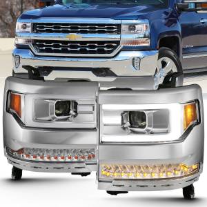 Anzo USA - 111376 | Anzo USA Projector Headlights Plank Style Chrome w/ Sequential Turn Signal (2016-2018 Silverado 1500) - Image 7