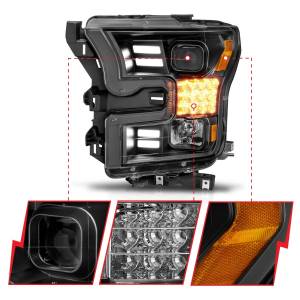 Anzo USA - 111408 | Anzo USA Projector Headlights Plank Style Black w/ Sequential Turn Signal (2015-2017 F150 Pickup) - Image 2