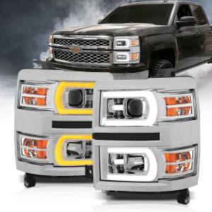 Anzo USA - 111413 | Anzo USA Projector Headlights Plank Style w/ Switchback Chrome (2014-2015 Silverado 1500) - Image 6