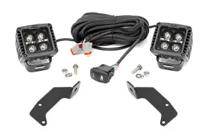 96104 | Rough Country LED Cube Light Kit Front Mount For CFMoto UForce 1000/1000XL | 2022-2022 | Black Series With White DRL Lights