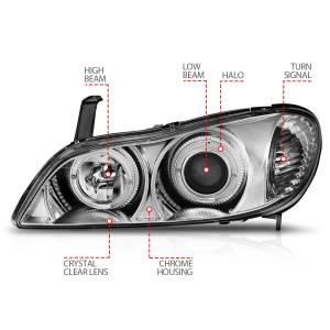 Anzo USA - 121078 | Anzo USA Projector Headlights w/ Halo Chrome (2000-2001 I-30 | 2002-2004 I-35) - Image 4