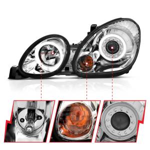 Anzo USA - 121143 | Anzo USA Projector Headlights w/ Halo Chrome (1998-200 GS300, GS400, GS430) - Image 2