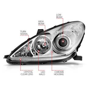 Anzo USA - 121173 | Anzo USA Projector Headlights w/ Halo Chrome (2002-2003 ES300, 2004-2006 ES330) - Image 4