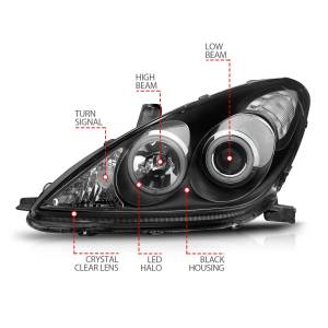 Anzo USA - 121232 | Anzo USA Projector Headlights w/ Halo Black (2002-2003 ES300 | 2004-2006 ES330) - Image 4