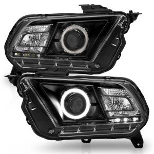 121323 | Anzo USA Projector Headlights w/ Halo Black (2010-2014 Mustang)