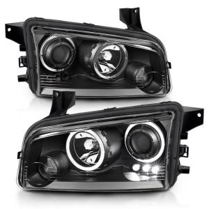 121381 | Anzo USA Projector Headlights w/ Halo Black (2006-2010 Charger)