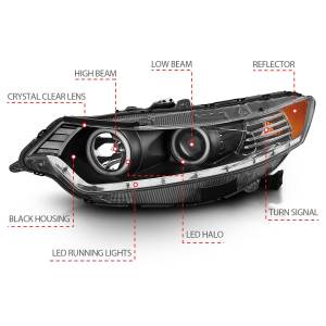 Anzo USA - 121393 | Anzo USA Projector Headlights w/ Halo Black (2009-2012 TSX) - Image 4