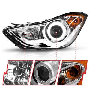 121455 | Anzo USA Projector Headlights w/ Halo Chrome (2011-2013 Elantra)