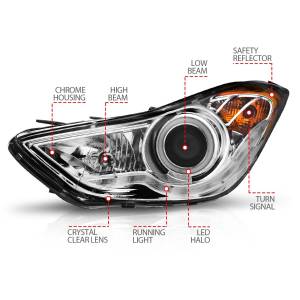 Anzo USA - 121455 | Anzo USA Projector Headlights w/ Halo Chrome (2011-2013 Elantra) - Image 4