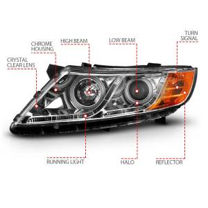 Anzo USA - 121459 | Anzo USA Projector Headlights w/ Halo Chrome (2011-2015 Optima) - Image 4