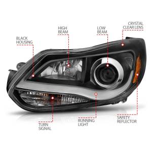 Anzo USA - 121490 | Anzo USA Projector Headlights Plank Style Black (2012-2014 Focus) - Image 3