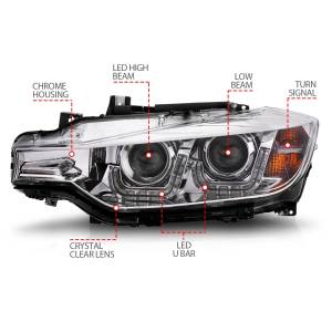 Anzo USA - 121505 | Anzo USA Projector Headlights w/ U-Bar Chrome (2012-2015 3 Series F30) - Image 4