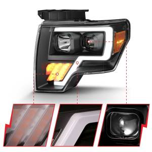 Anzo USA - 111445 | Anzo USA Projector Headlight W/light Bar G4 Black (2009-2014 F150 Pickup) - Image 2