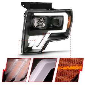 Anzo USA - 111469 | Anzo USA Projector Headlight w/ Light Bar G4  w/Switchback Black (2009-2014 F150 Pickup) - Image 2