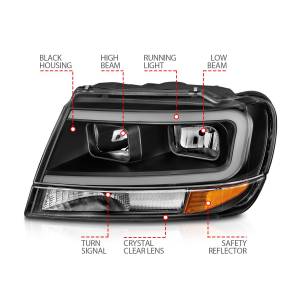 Anzo USA - 111537 | Anzo USA Crystal Headlights w/ Light Bar Black (1999-2004 Grand Cherokee) - Image 3