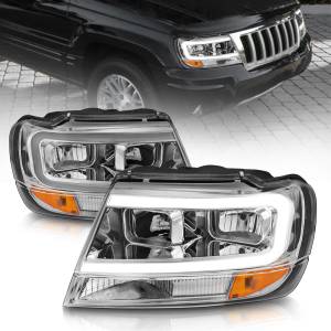 Anzo USA - 111538 | Anzo USA Crystal Headlights w/ Light Bar Chrome (1999-2004 Grand Cherokee) - Image 6