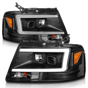 111541 | Anzo USA Projector Headlights w/ Light Bar Black Housing (2004-2008 F150 | 2006-2008 Mark LT)