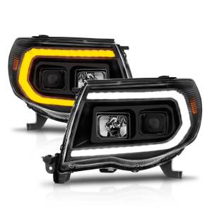 111564 | Anzo USA Projector Headlights w/ Sequential Light Bar Black Housing (2005-2011 Tacoma)