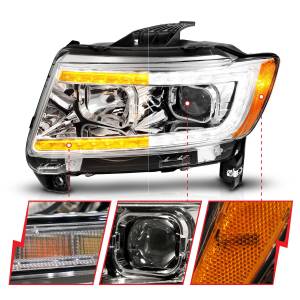 Anzo USA - 111569 | Anzo USA Projector Headlights w/ Light Bar Switchback Chrome Housing (2011-2013 Grand Cherokee) - Image 2