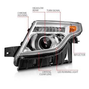 Anzo USA - 111576 | Anzo USA Projector Headlights w/ Light Bar Chrome Housing (2011-2015 Explorer) - Image 4