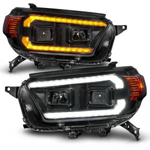 111602 | Anzo USA Black Projector Headlights With Switchback LED DRL Plank (2010-2013 4runner)