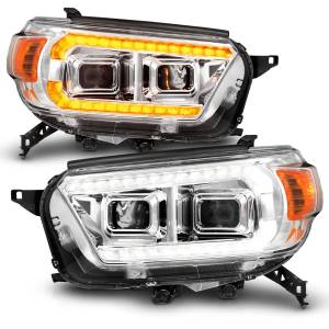111603 | Anzo USA Chrome Projector Headlights With Switchback LED DRL Plank (2010-2013 4runner)