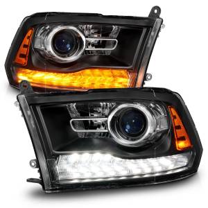 111609 | Anzo USA Led Plank Style Projector Headlights w/ switchback + sequential Matte Black (2009-2018 Ram 1500 | 2010-2018 Ram 2500, 3500)