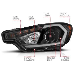 Anzo USA - 121562 | Anzo USA Projector Headlights w/ Light Bar Black Housing w/ DRL (2014-2016 Forte) - Image 4