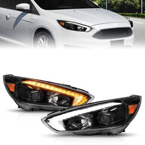 Anzo USA - 121564 | Anzo USA Projector Headlights w/ Light Bar Switchback Black Housing w/ DRL (2015-2018 Focus) - Image 6