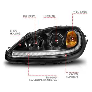 Anzo USA - 121571 | Anzo USA Projector Plank Style w/ switchback + sequential Led Headlight Black Amber (2005-2013 Corvette) - Image 3