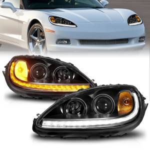 Anzo USA - 121571 | Anzo USA Projector Plank Style w/ switchback + sequential Led Headlight Black Amber (2005-2013 Corvette) - Image 6