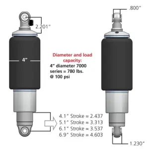 Ridetech - RT21140701 | RideTech Rear HQ Shockwaves (7000 Series with 4.1" stroke and 1.7" eye) - Image 2