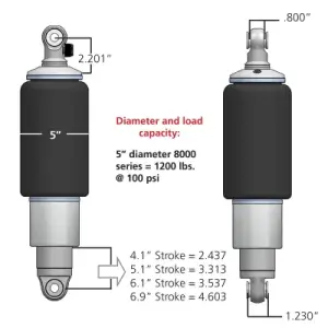 Ridetech - RT21140801 | RideTech Rear HQ Shockwaves (8000 Series with 4.1" stroke and 1.7" eye) - Image 2