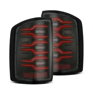 630050 | AlphaRex LUXX-Series LED Tail Lights GMC Sierra 1500 / 2500 HD / 3500 HD (2014-2018) | Black Red