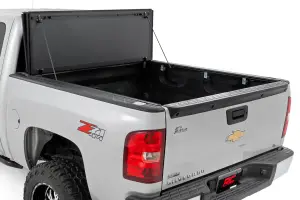 Rough Country - 49113551 | Rough Country Hard Tri-Fold Flip Up Tonneau Bed Cover For Chevrolet Silverado 1500 / GMC Sierra 1500/1500 Denali (2007-2013) | 5' 9" Bed With Rail Caps - Image 2