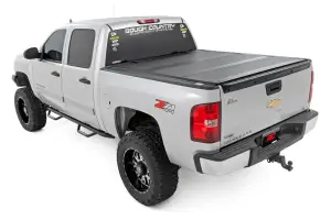 Rough Country - 49113551 | Rough Country Hard Tri-Fold Flip Up Tonneau Bed Cover For Chevrolet Silverado 1500 / GMC Sierra 1500/1500 Denali (2007-2013) | 5' 9" Bed With Rail Caps - Image 3