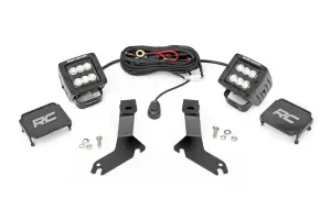 82283 | Rough Country LED Ditch Light Kit For Chevrolet Silverado 1500 (1999-2006) | Black Series With Flood Beam