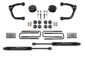 FTSK1129M | Fabtech 3 Inch Uniball UCA System With Stealth Shocks (2019-2023 Silverado, Sierra 1500)